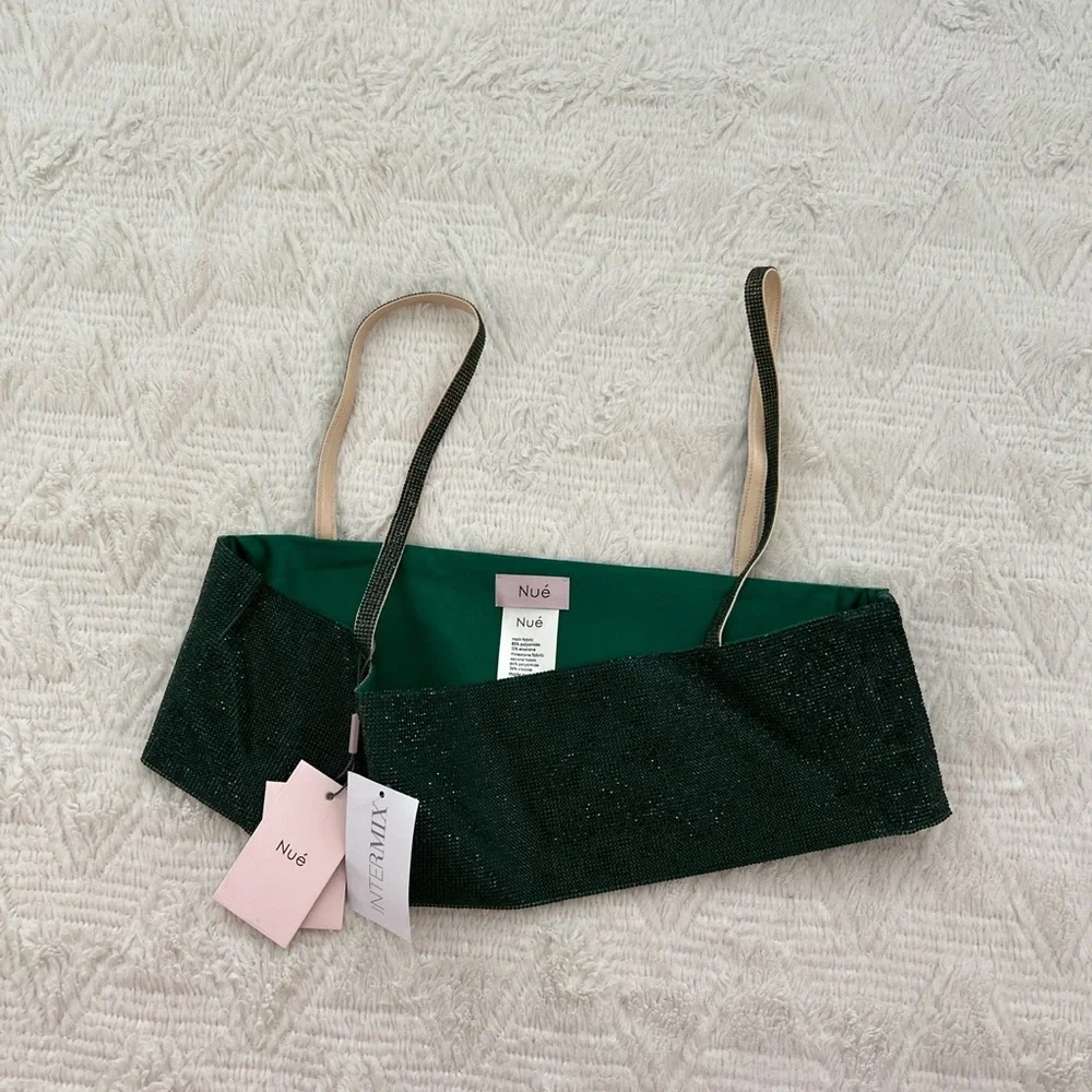 Nue Nué studio dark green rhinestone charlotte top - Picture 3 of 5